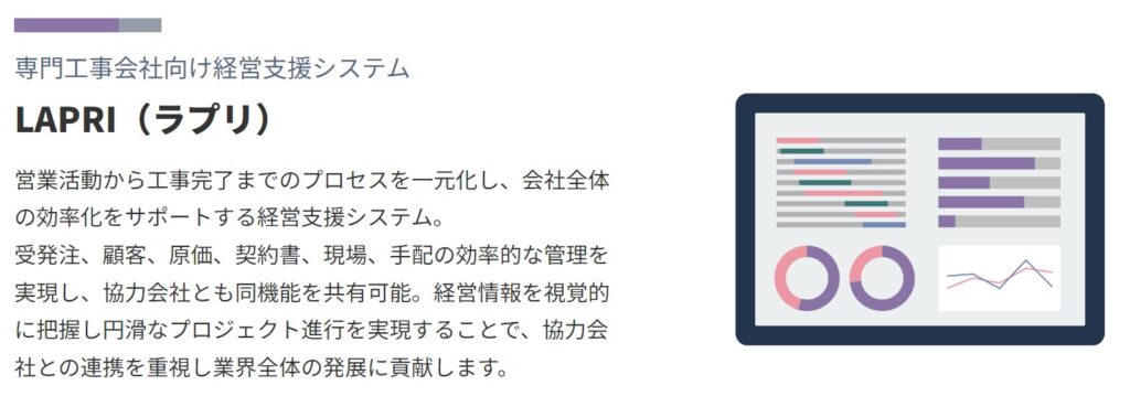 専門工事会社経営管理システムLAPRI（ラプリ）