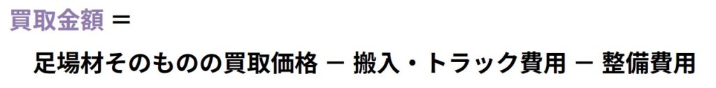 つまり、買取金額は、下記のような式で決まるイメージです。