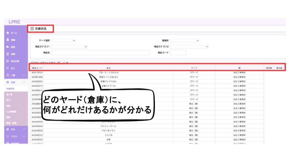 システムならではの便利な点として、確認したい資材を素早くピンポイントで確認できる点が挙げられるでしょう。