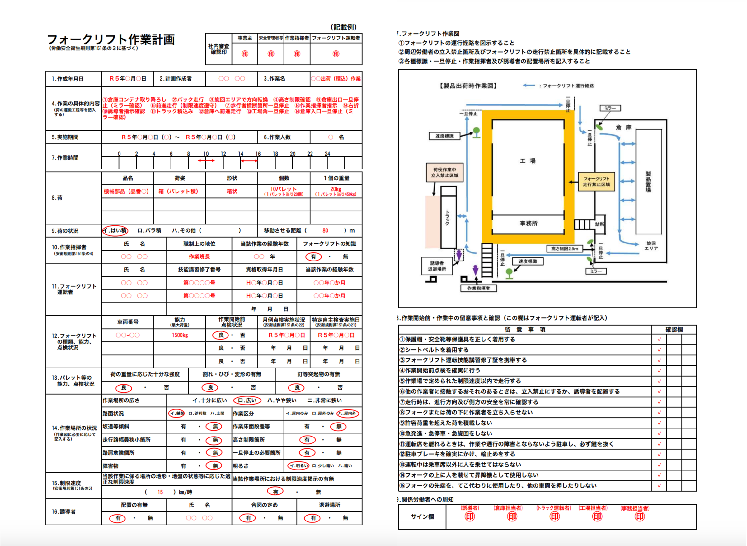 そこで、実際に作業計画書の記入例をご紹介します。